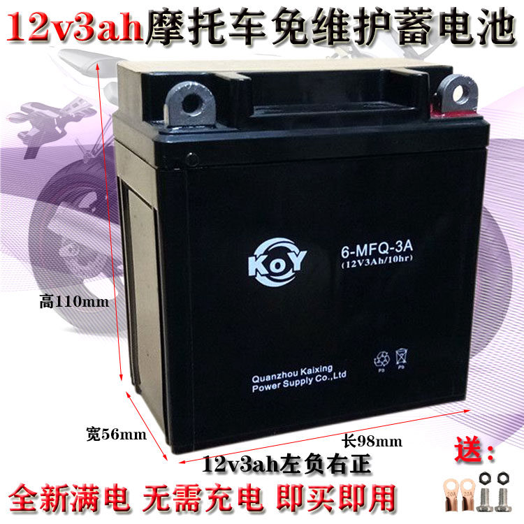 12V3AH locomotive battery TZR150 Tai version YB3L locomotive free of maintenance storage battery dry battery