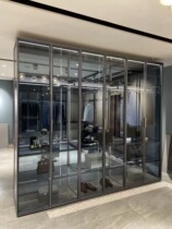  Italian minimalist aluminum alloy glass wardrobe wine cabinet bookcase whole house custom furniture Light luxury high-end design cabinet