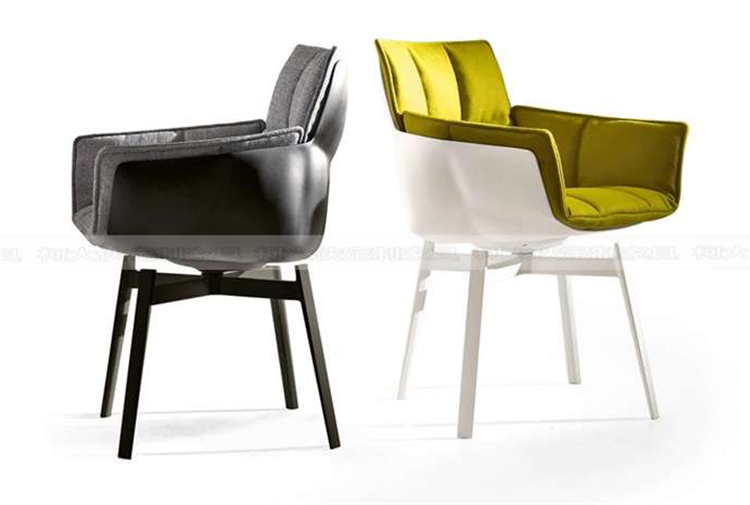 Italian style minimalist rotatable rice husk dining chair living room Nordic modern minimalist leather casual chair home innate