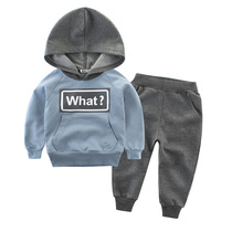 Korean childrens clothing boy hooded sweater baby long sleeve 2020 Spring Childrens letter printing two-piece tide childrens clothing