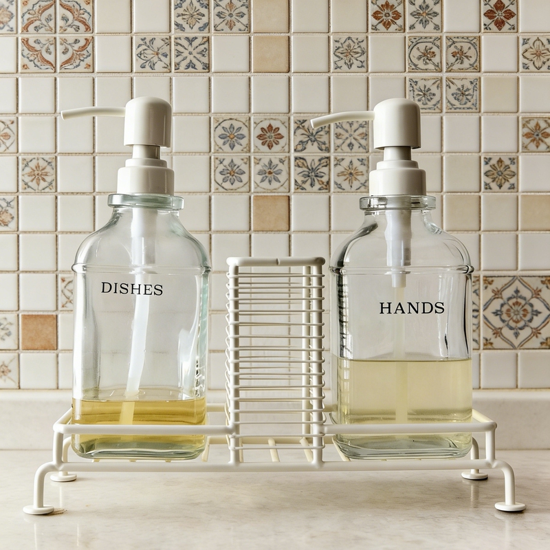 French Minimalist Style Push-Type Hand Sanitizer Bottle Glass Bottle Household Cleaning Lotion Dispenser