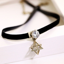 Six-star choker female neck chain neck strap black collar neck jewelry simple short choker fake mother cos