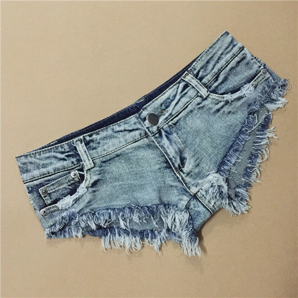 Large size sexy pseudo-girl supplies men's anti-string low-waist hot pants cross-dressing women's big man off-hip denim super shorts