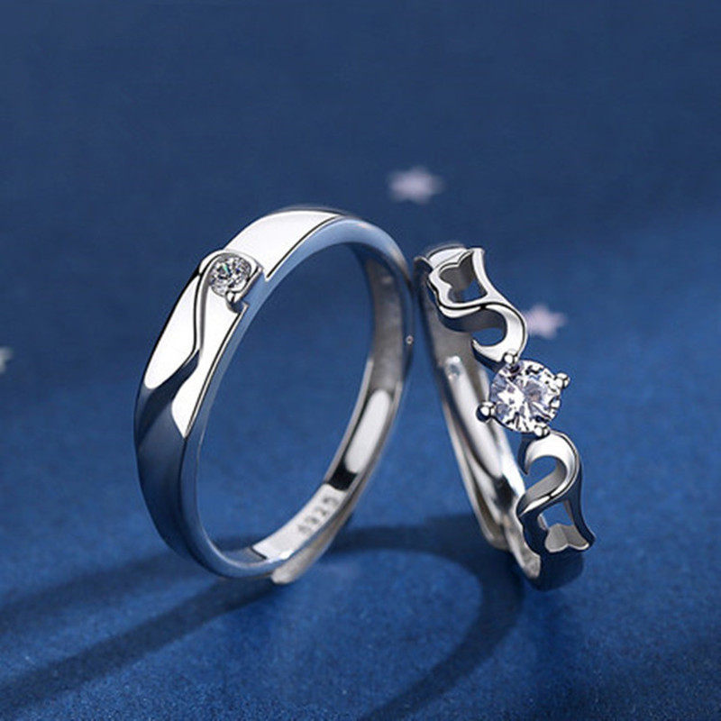 S925 pure silver sky to make wing lovers ring creative silver ornament European and American openings men and women courting for the ring