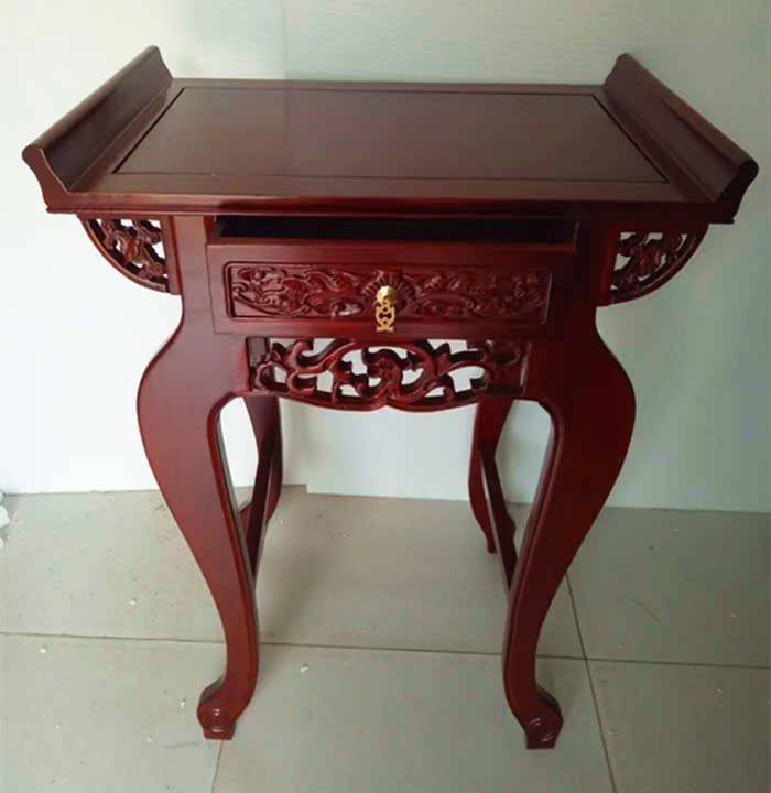 Chân cong Trung Quốc may mắn cho bàn Phật Phật bàn khuyến mãi đơn giản hộ gia đình chân trắng uốn cong Shentai Guanyin Đài Loan gỗ rắn - Bàn bàn học xếp