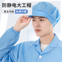 Anti-static Hat Factory Workshop Labor Protection Work Dust-proof Hat Dust-proof Large and Small Work Hat Dust-free Hat White Blue for Men and Women