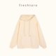 freshtaro cream casual pullover plus velvet hooded sweater women's autumn and winter new all-match loose jacket