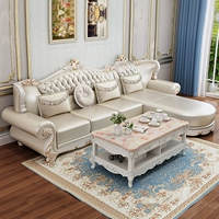 Châu Âu rắn sofa sofa gỗ Da góc kết hợp phòng khách bàn cà phê tủ TV phù hợp với toàn bộ ngôi nhà với nội thất - Ghế sô pha ghế sofa gỗ
