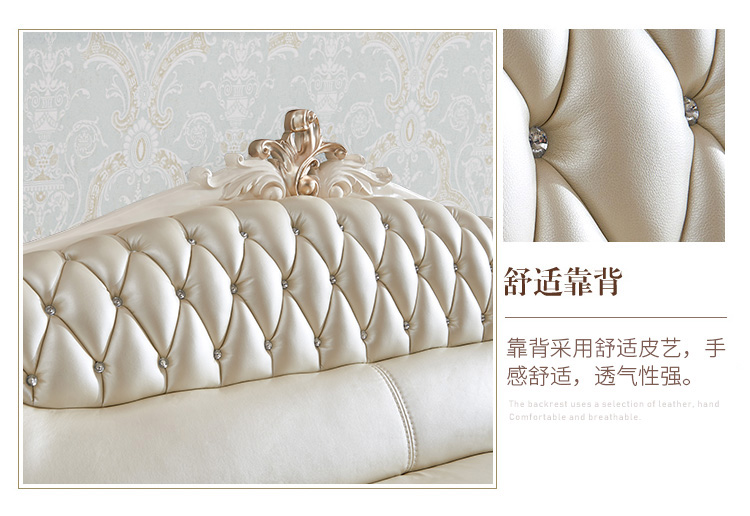 Châu Âu rắn sofa sofa gỗ Da góc kết hợp phòng khách bàn cà phê tủ TV phù hợp với toàn bộ ngôi nhà với nội thất - Ghế sô pha sofa giường kéo