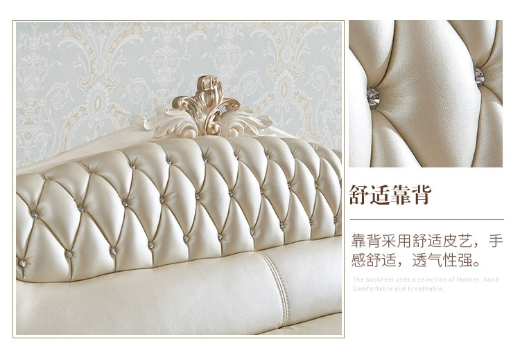 Châu Âu rắn sofa sofa gỗ Da góc kết hợp phòng khách bàn cà phê tủ TV phù hợp với toàn bộ ngôi nhà với nội thất - Ghế sô pha ghế sofa gỗ