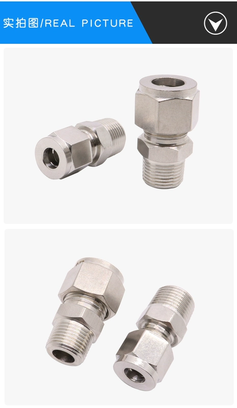 co nối ống thủy lực Thép không gỉ 304 đôi ferrule thẳng qua thiết bị đầu cuối khớp khí quản thủy lực npt ren ngoài dây ngoài 1/4 1/8 1/2 khop noi nhanh thuy luc