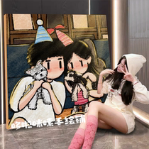 newmasus painting custom hand-painted oil pastel couple gift decoration painting oil canvas cartoon painting photo hanging painting