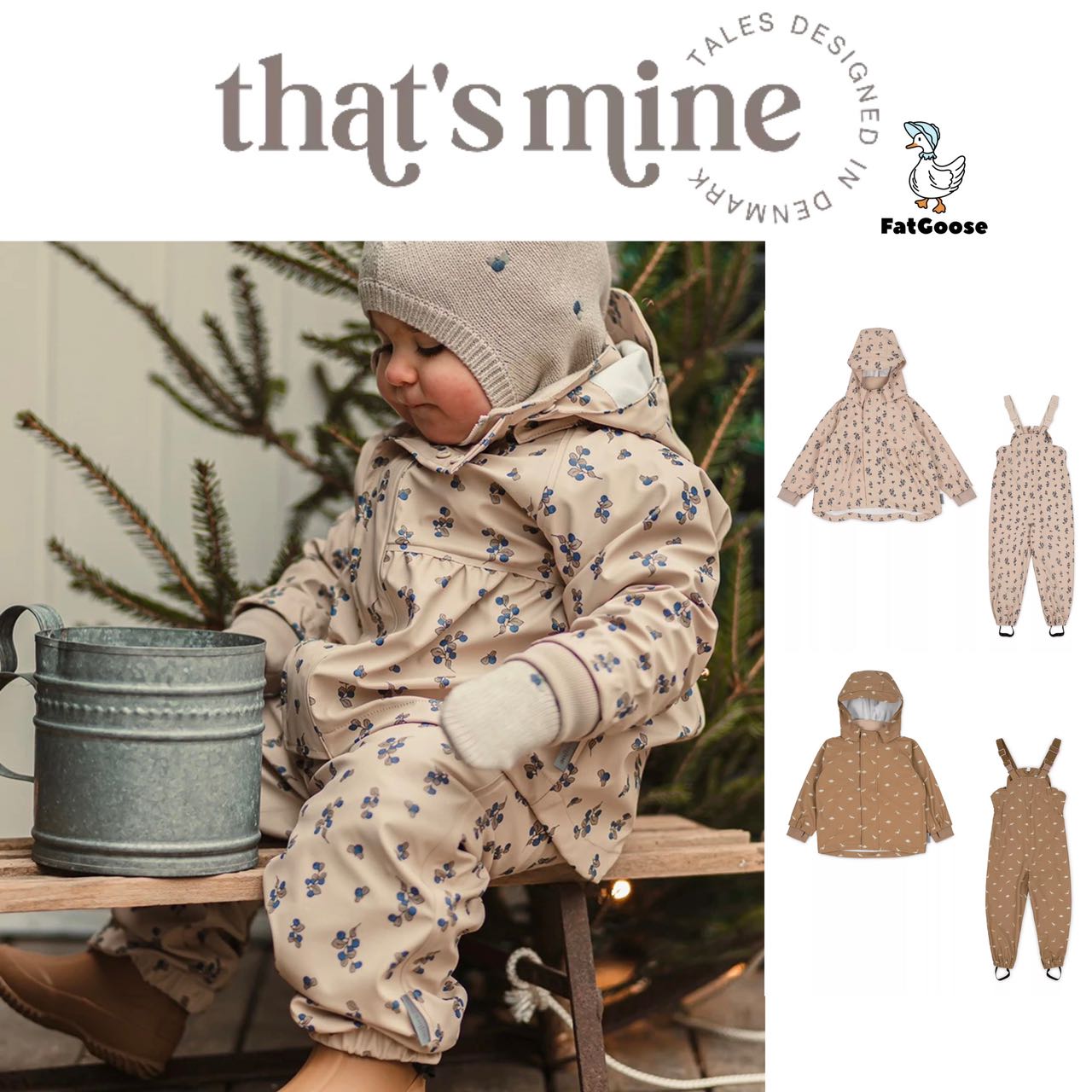 Thatsmine even hat raincoat rain pants suit A blueberry dinosaur-Taobao