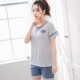 Mùa hè mới cotton vài bộ đồ ngủ ngắn tay phù hợp với nam và nữ phục vụ phim hoạt hình giản dị XL bộ đồ mặc nhà mùa hè đẹp