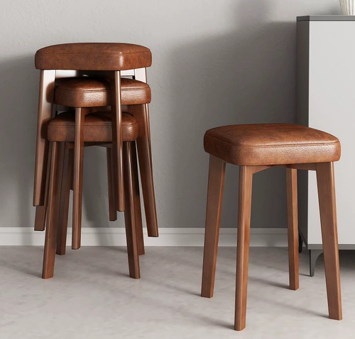 Табуреты из массива дерева, утолщенные подушки, штабелируемые обеденные столы и табуреты для домашнего использования, простые высокие скамейки, штабелируемые коммерческие деревянные табуреты для гостиной.