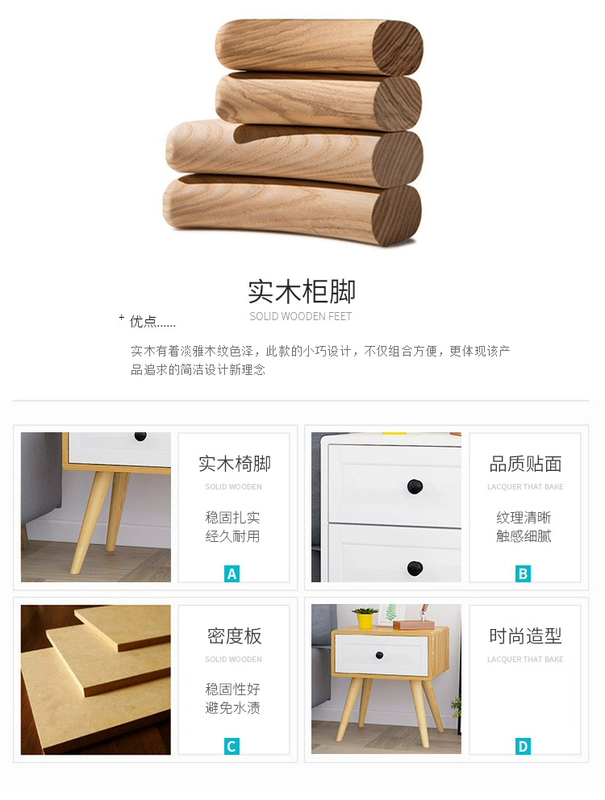 Rắn gỗ tủ đầu giường nhỏ gọn tủ đầu giường đơn giản tủ bên lắp ráp một ngăn kéo tủ nền kinh tế đa chức năng nhỏ - Buồng