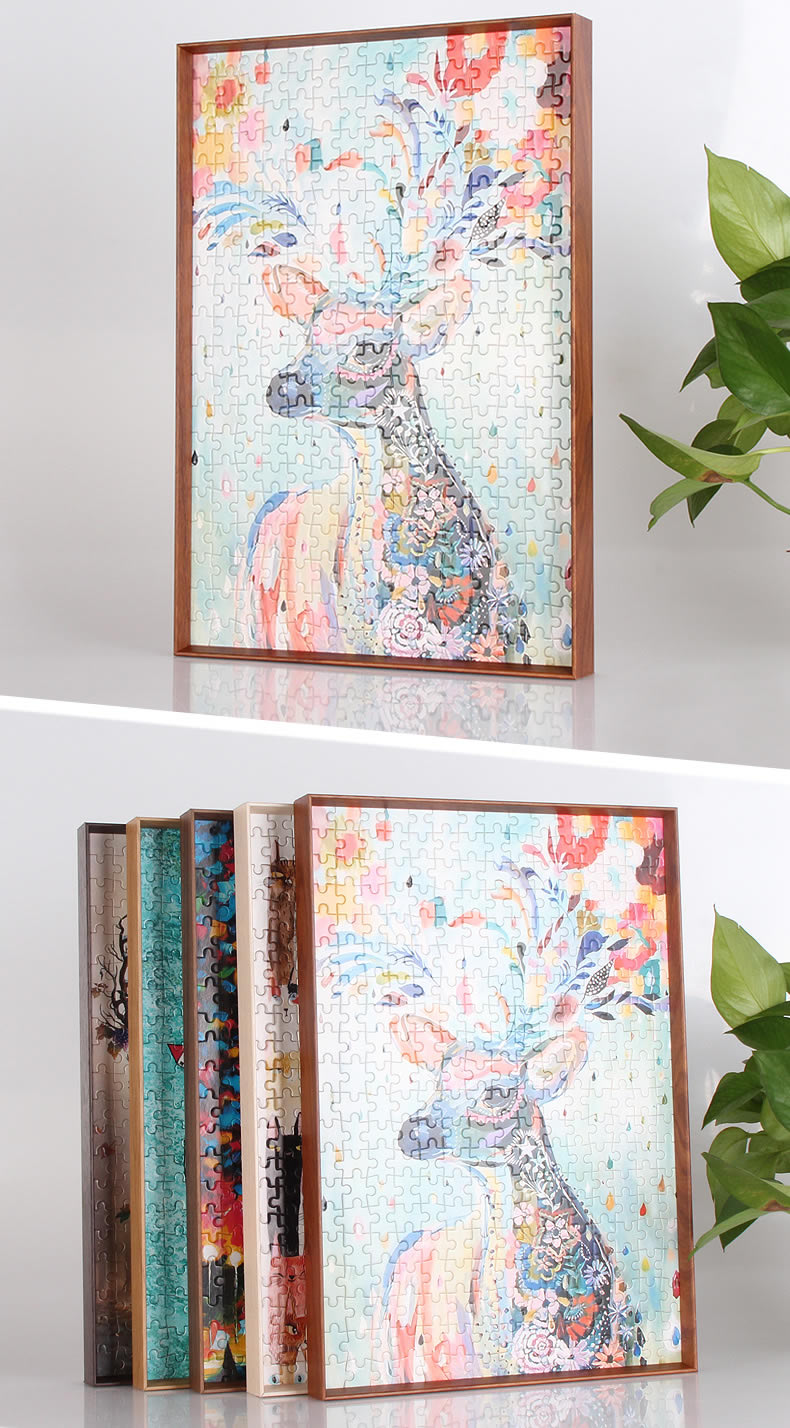 Hợp kim nhôm hẹp khung câu đố 1000 mảnh khung ảnh 500 mảnh khung hình khung tùy chỉnh 50 × 75 khung ảnh hạt gỗ - Kính kính đẹp