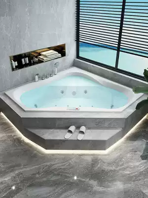 Built-in bathtub triangle dressing room corner theme hotel couple double bath thermostatic surfing massage