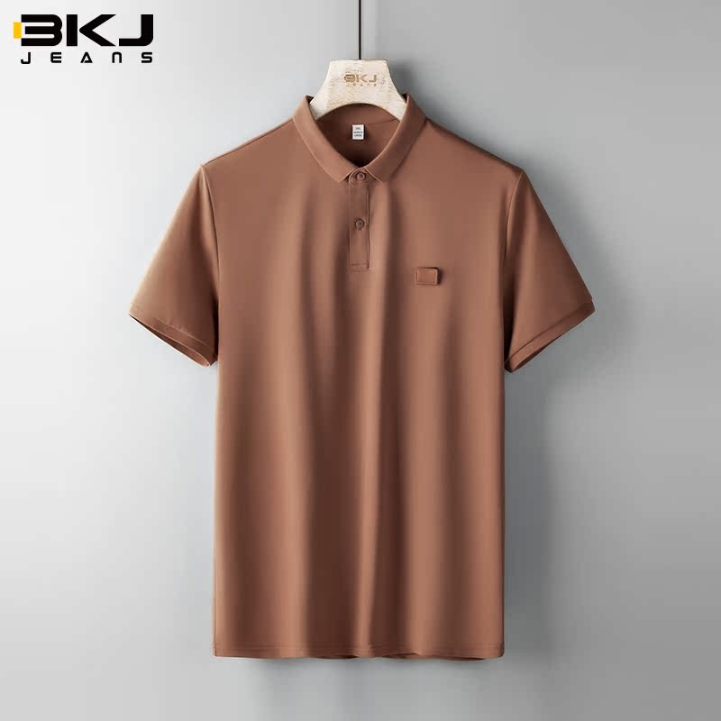 BKJ kỳ diệu Sticker Removable Badge Threaded Sleeve Sling mùa hè mới ngắn tay áo mỏng rắn màu Polo Shirt nam T-Shirt