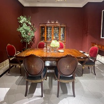 Alexander Furniture British-style furniture shell parquet inlaid European-style rectangular solid wood carved dining table and chairs