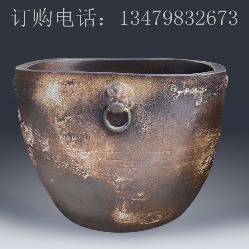 Jingdezhen Imitation Coarse Pottery Square Round Bottom Ceramic Fish Tank Sleeping Lotus Basin Lotus large cylinder Bowl Lotus tub Turtle Water cylinder