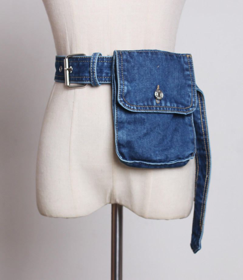 Jeans PHONE BAG POCKET WITH BELT GIRL BELT STYLE DECORATIVE MATCHING DRESSES COOL INS WIND CASUAL 100 LAP WAIST SEAL-TAOBAO