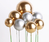 Golden ball silver ball cake decoration decoration Golden small round ball ball birthday cake decoration plug-in net red accessories card
