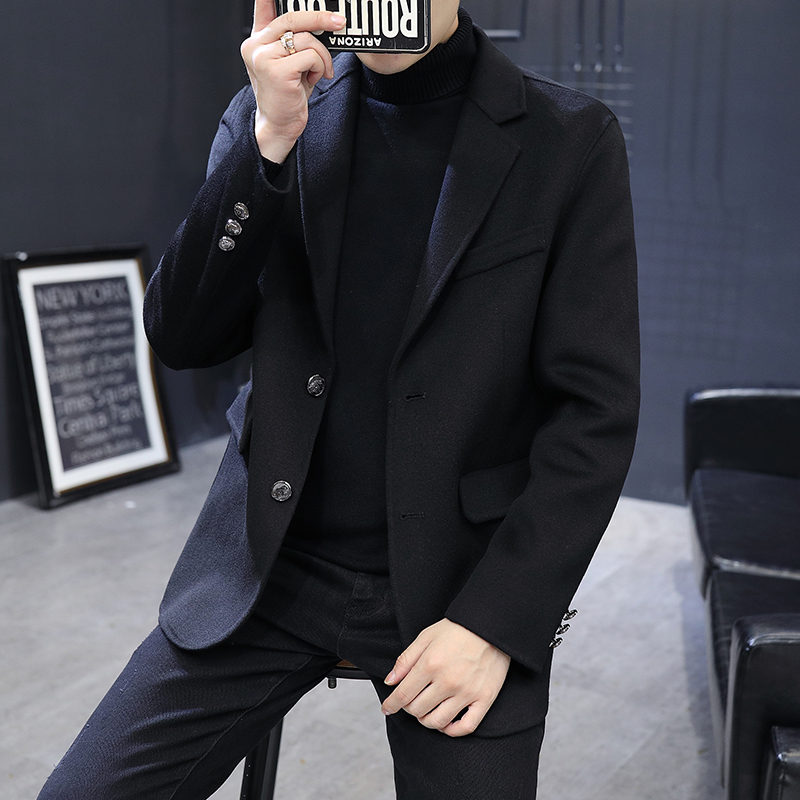 Sandro Hunter woolen coat men's Korean version trend double-sided woolen business casual cashmere suit jacket