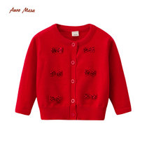 AuroMesa baby knitted cardigan Female baby big red wild knitted jacket Childrens short sweater air conditioning service
