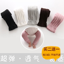 Auro Mesa baby lace nine-point pantyhose Spring and Autumn female baby combed cotton leggings socks 0-5 years old
