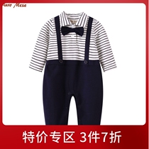 AuroMesa baby jumpsuit spring and autumn baby gentleman romper crawling suit long-sleeved romper college wind dragon and phoenix twins