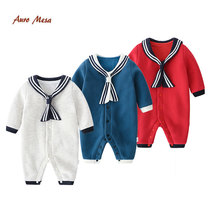 AuroMesaINS baby's clothing spring baby navy style double-layer front open button vests climbing clothes going out jumpsuit