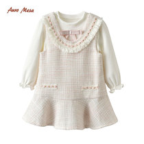 AuroMesaINS baby's clothing autumn girl's small fragrance long sleeve bottoming shirt vest dress princess skirt suit