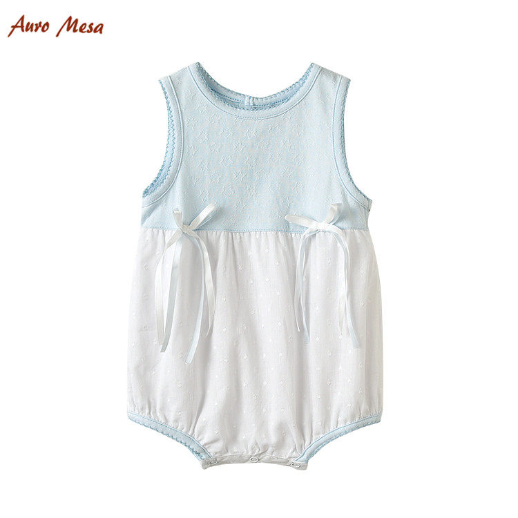 AuroMesa baby even body suit Summer sleeveless female baby triangular khaki thin bag fart clothes newborn full moon