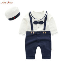 AuroMesa Baby Navy Wind One-piece Suit Spring Autumn Male baby Fashion full moon Birthday Dress