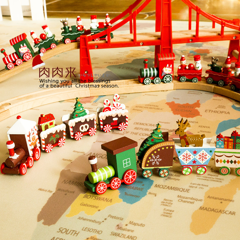 Wooden Christmas Train Christmas Ornaments Christmas Party Window Gifts Small gifts (boxed)