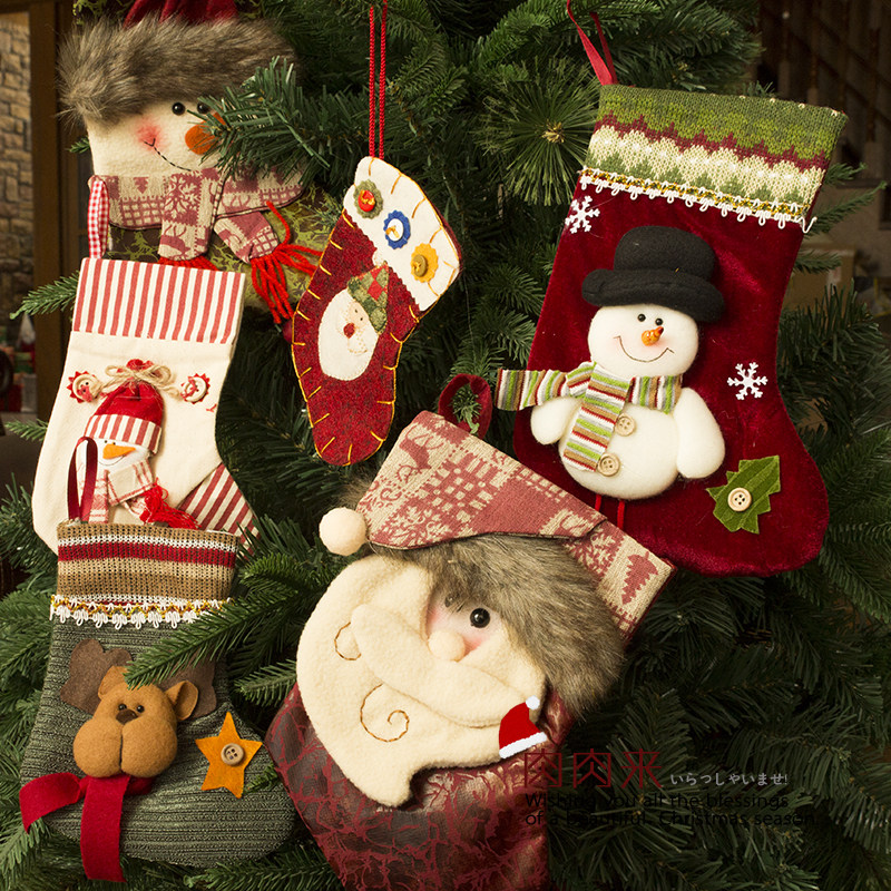 Christmas Socks Snowman Old Man Deer Genie Decoration Christmas Hanging Accessories Christmas Tree Pendant Candy Bag Gift Bag
