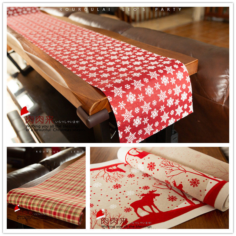 Christmas Table Flag Rectangular Table Towels Table Mat Table Cloth Numb Cotton Linen Christmas Meal Cushion Dining Room Table Decoration