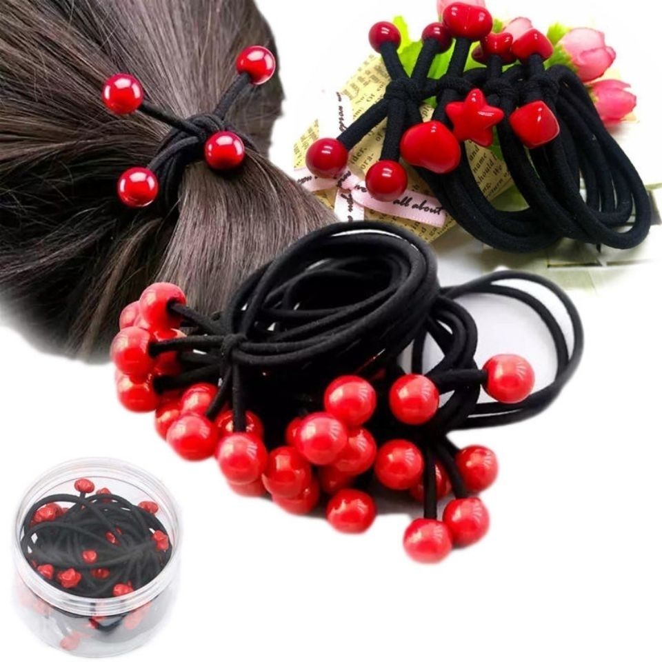 Plus coarse Korean version large cherry hair ring hair ring Zhair rubber band leather cover hair ring adult hair accessories Elasticity Big