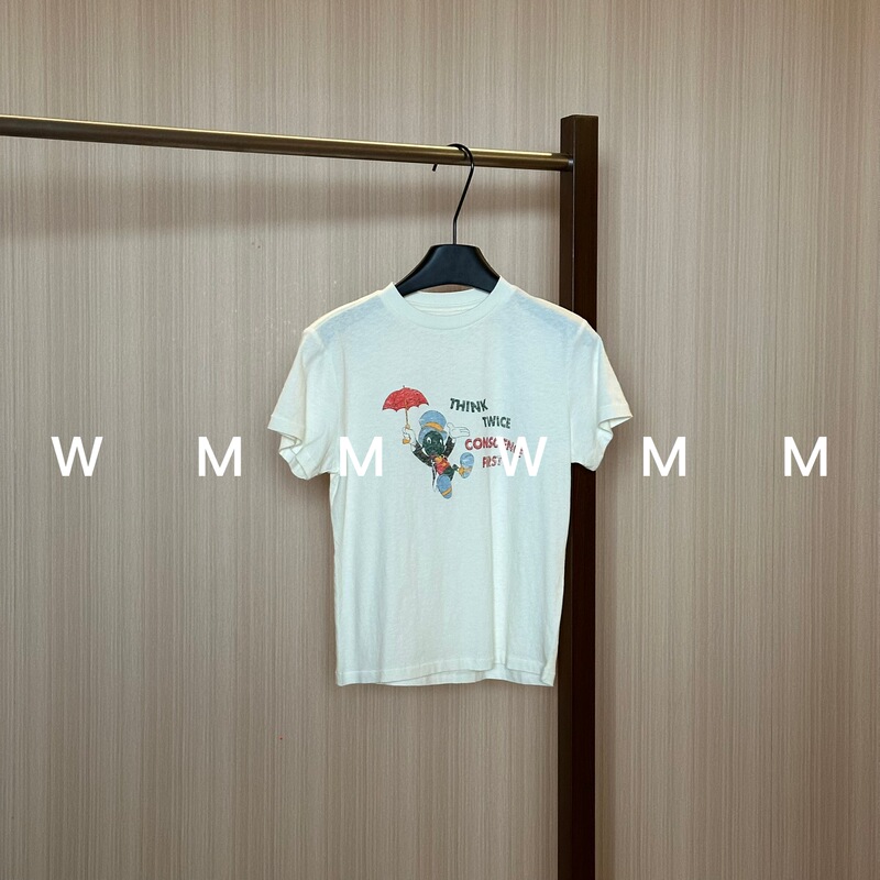 Wmm Polka Dot Print Letter Short-Sleeve Regular Cartoon Anime T-Shirt Round Neck Versatile Women's New Top Niche Korean Style Wmm Polka Dot Print Letter Short-Sleeve Regular Cartoon Anime T-Shirt Round Neck Versatile Women's New Top Niche Korean Style