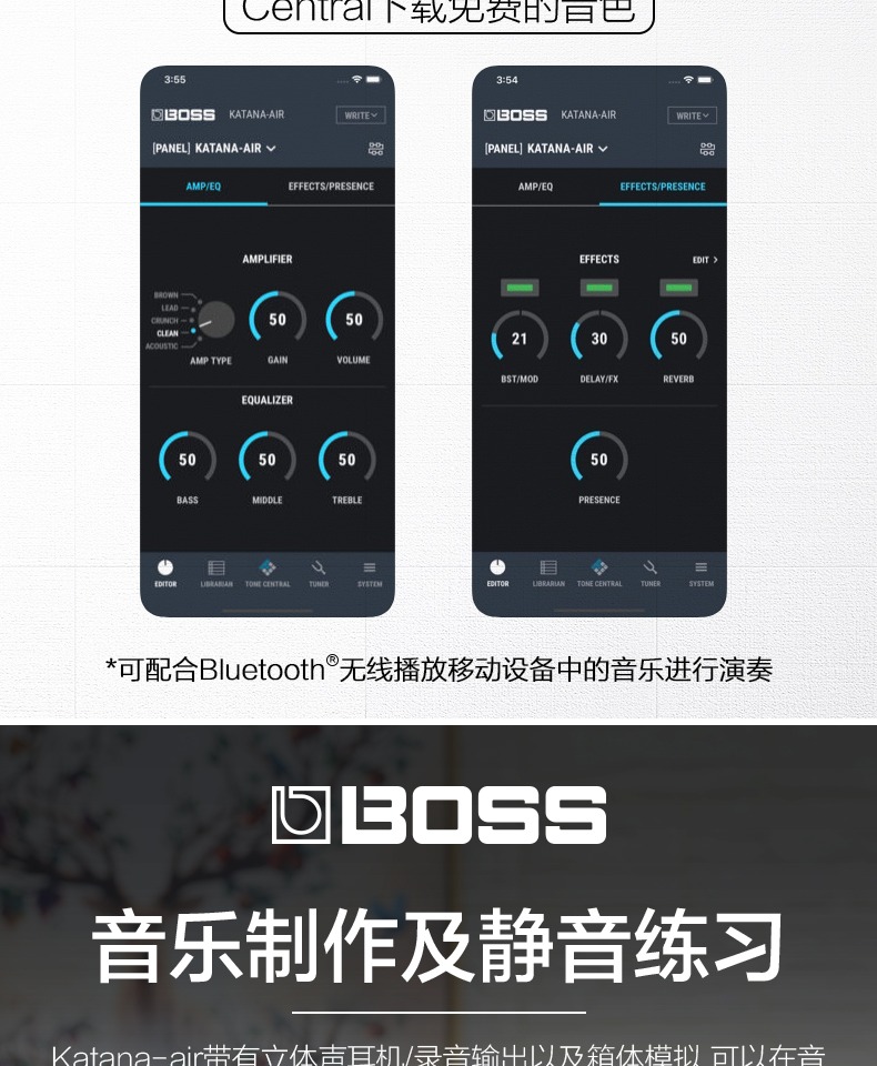 Loa không dây điện Bluetooth không dây Roland BOSS có hiệu ứng âm thanh rock hiệu suất chuyên nghiệp KTN-AIR - Loa loa loa beatbox