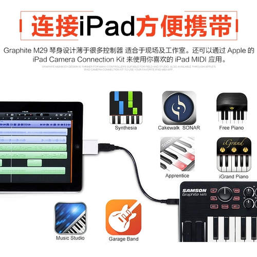 Samson Graphite M25 Mini 25 -Keke Midi Keyboard Professional Controller совместим с iPad