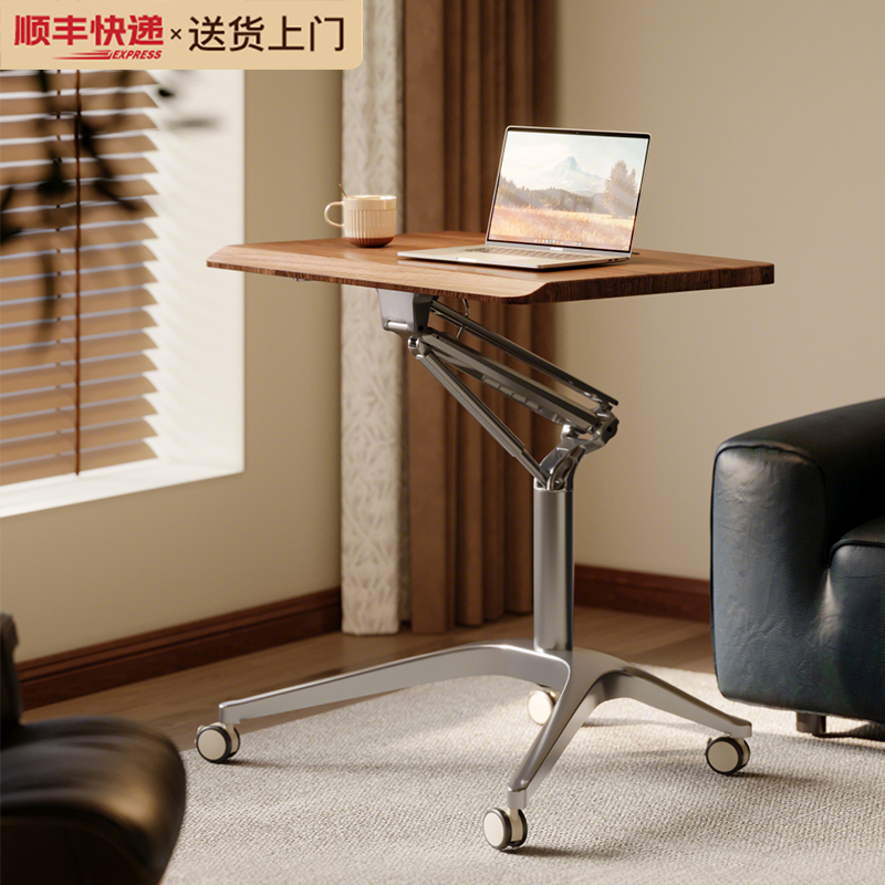 Pneumatic Adjustable Table, Movable Standing Workbench, Home Writing Desk, Small Laptop Table