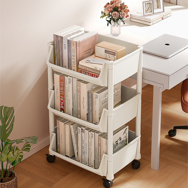 kệ sách gỗ thông Giá sách di động dưới gầm bàn đơn giản có bánh xe kệ để bàn văn phòng sàn tủ sách lưu trữ nhiều tầng xe đẩy kệ gỗ mini để bàn kệ gỗ mini để bàn làm việc