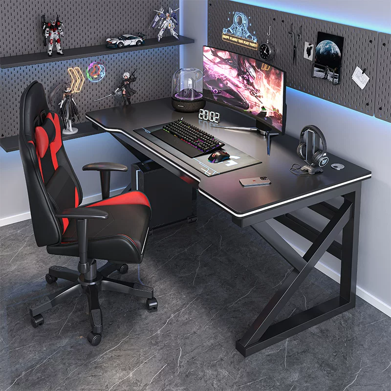 Simple modern computer desk home reinforced steel frame solid wood ecological board desk adjustable height work table
