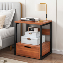 Bedside table shelf Simple modern light luxury small cabinet Mini bedside cabinet Small simple imitation solid wood storage cabinet