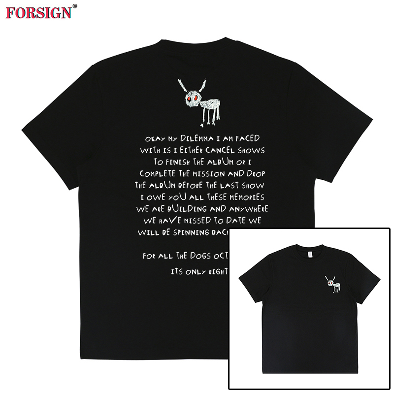 Drake for All the Dogs Drake Hip Hop Trendy Brand Letter Hip Hop Short-Sleeved T-Shirt for Men and Women