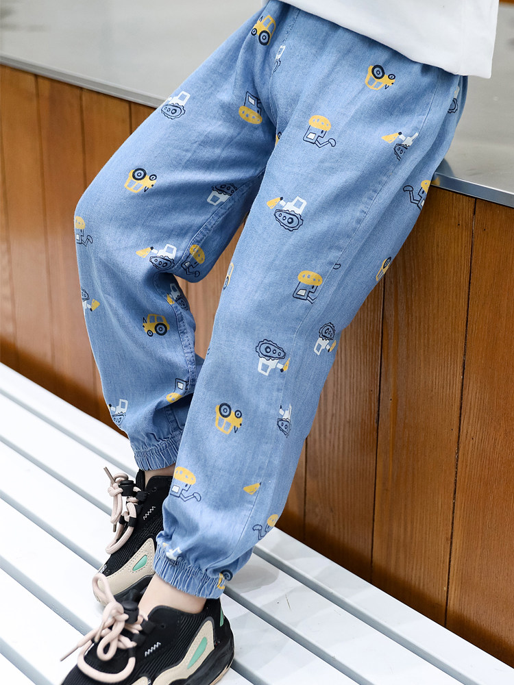 Children's anti-mosquito pants 2021 new style girls pants boys Tencel jeans children thin summer baby bloomers