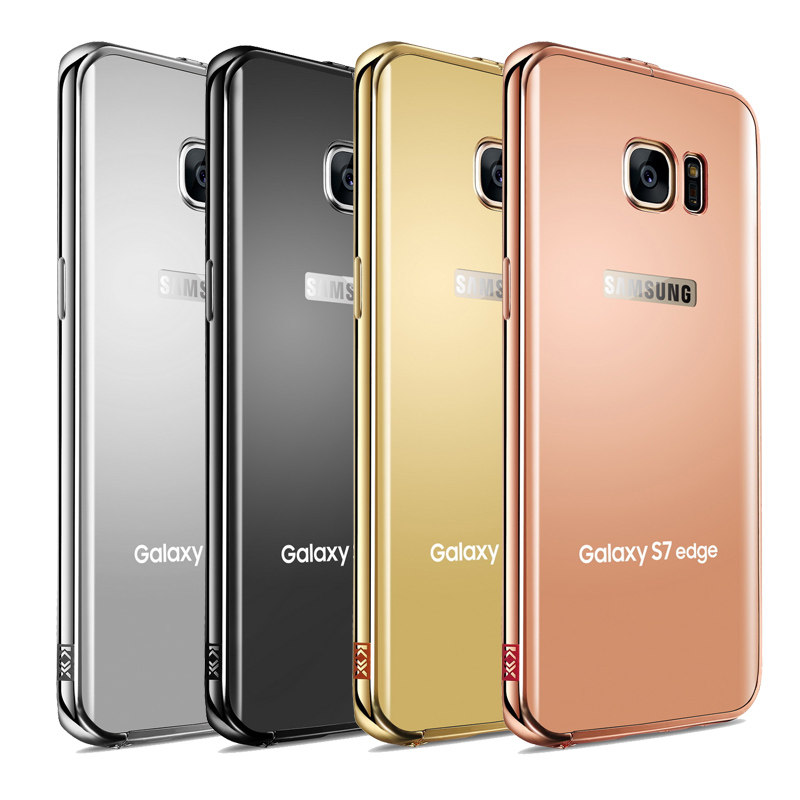 KXX Luxury Electroplate Stainless Steel Metal Bumper Acrylic Mirror Back Cover Case for Samsung Galaxy S7 Edge