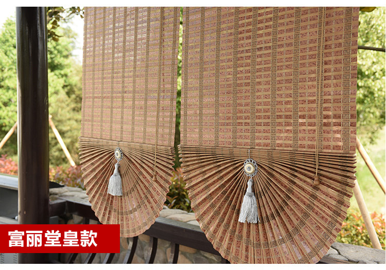Шторы рулонные 定制日式竹帘窗帘卷帘遮阳升降扇形帘成品罗马帘酒店饭店竹门帘 Old GE plait